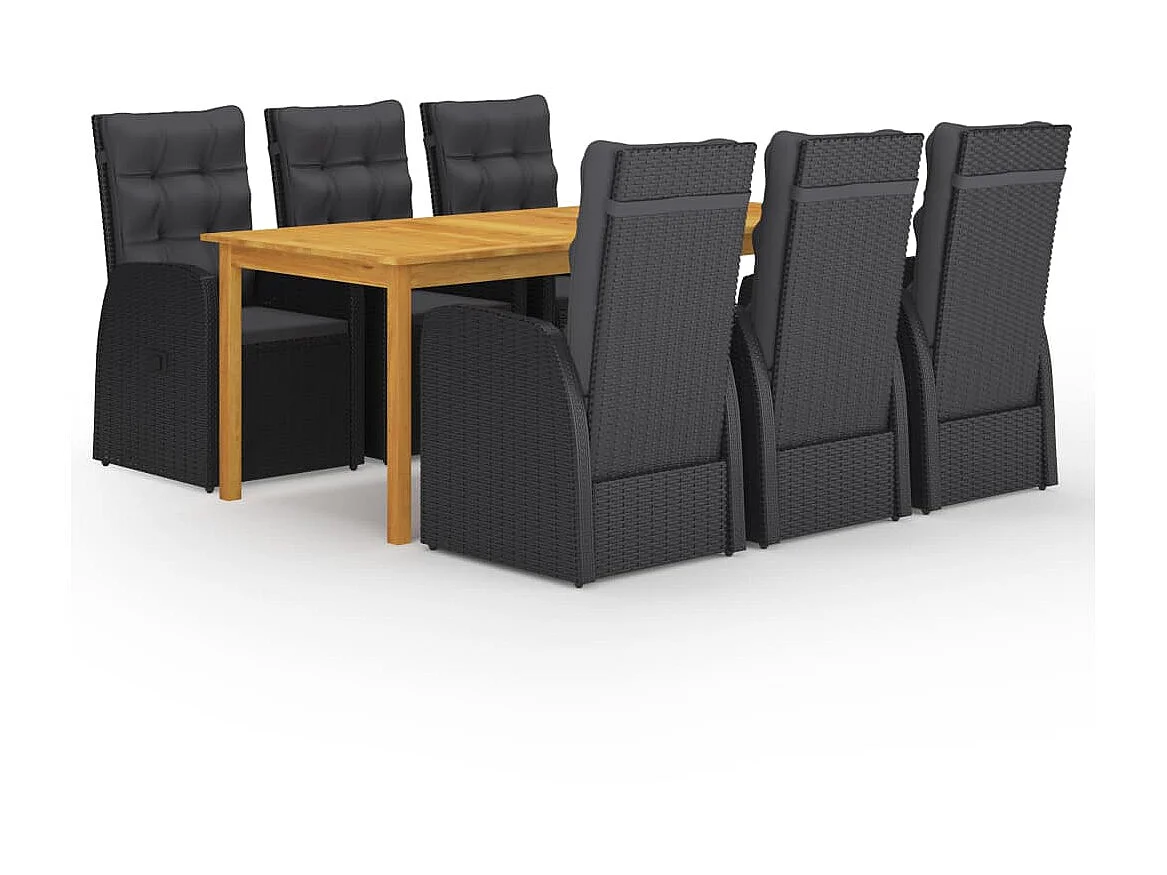 Ensemble de salle à manger de jardin 7 pcs Noir 63