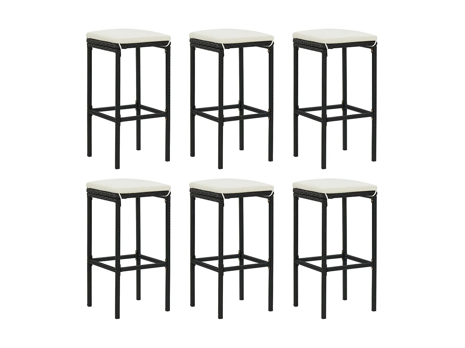 Ensemble de bar de jardin 7 pcs et coussins Résine tressée Noir 2