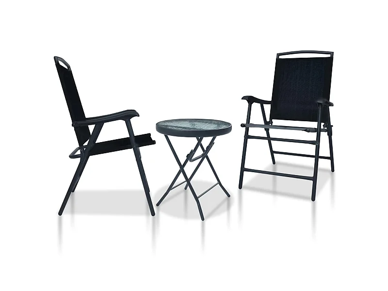 Ensemble de bistro 3 pcs Noir Acier