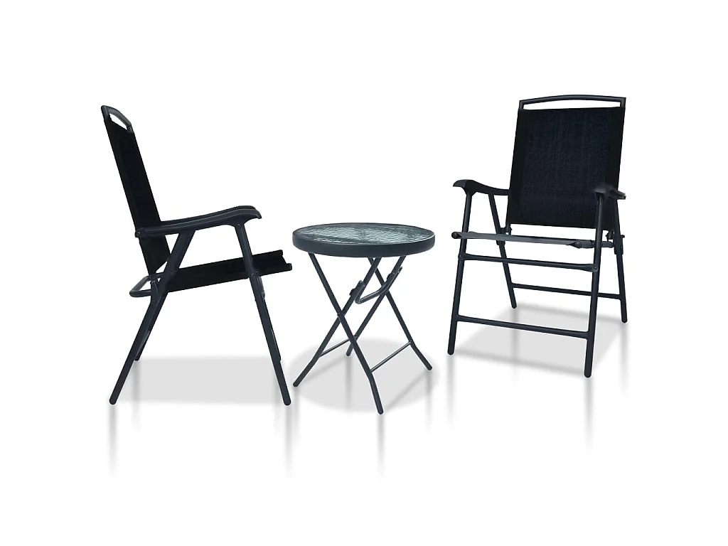 Ensemble de bistro 3 pcs Noir Acier