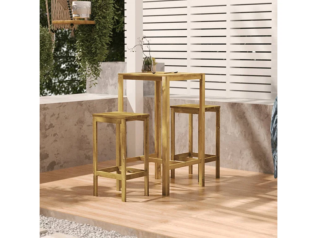 Meubles de bar de jardin 3 pcs Bois de pin imprégné