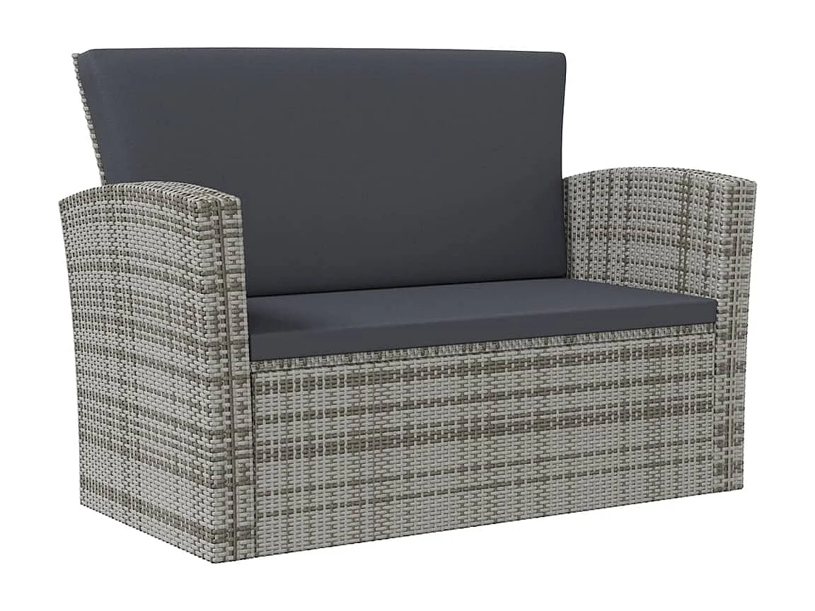 Salon de jardin 8 pcs avec coussins Résine tressée Gris 49