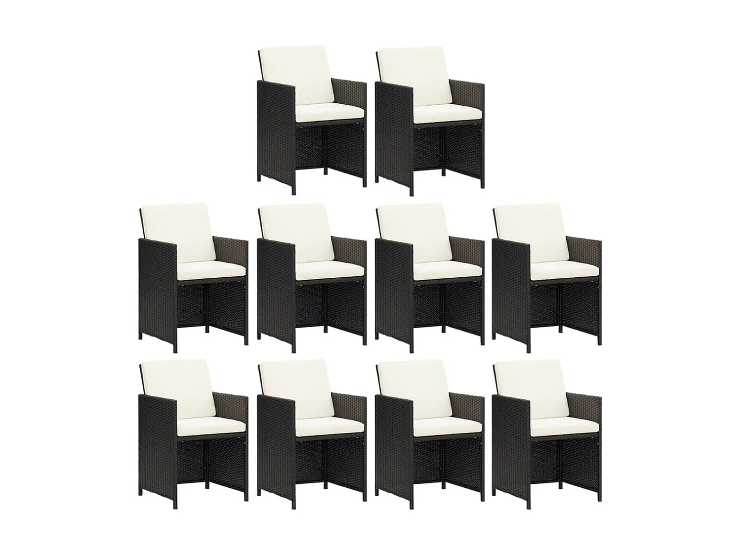 Ensemble à dîner de jardin coussins 11 pcs Résine tressée Noir