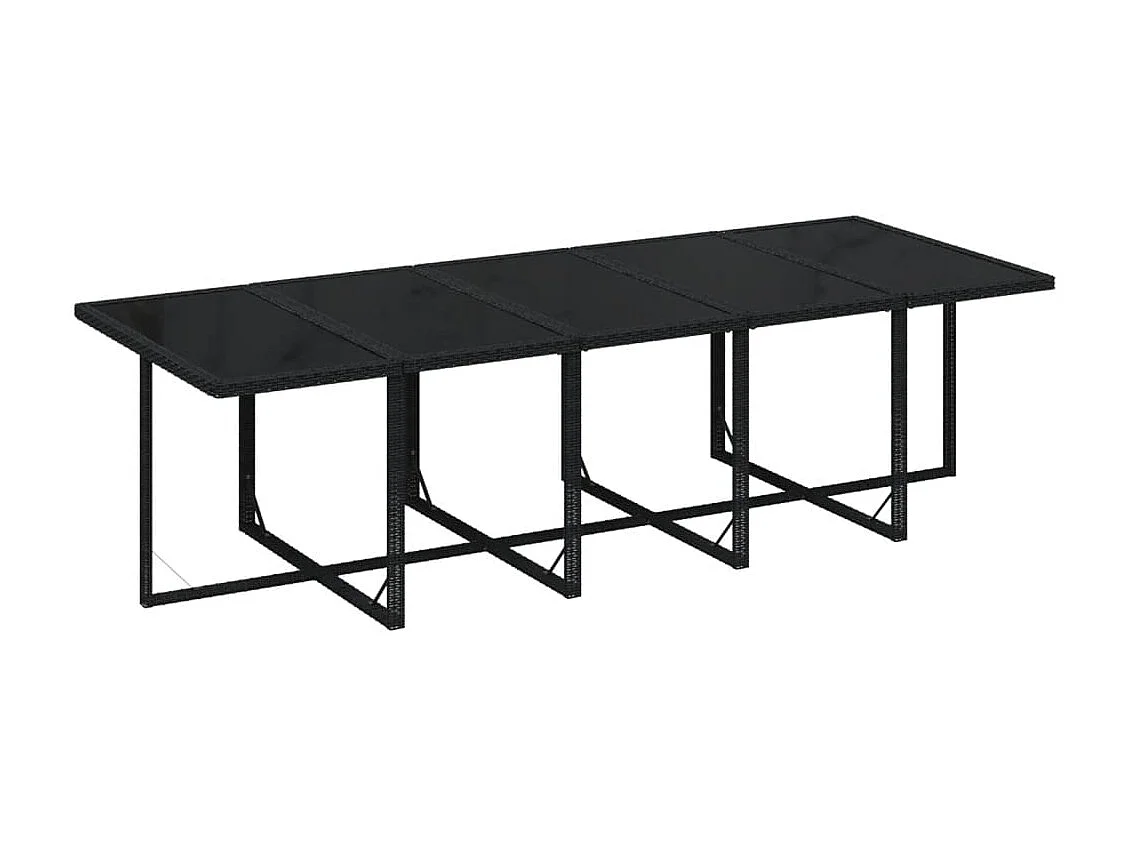 Ensemble à dîner de jardin coussins 11 pcs Résine tressée Noir