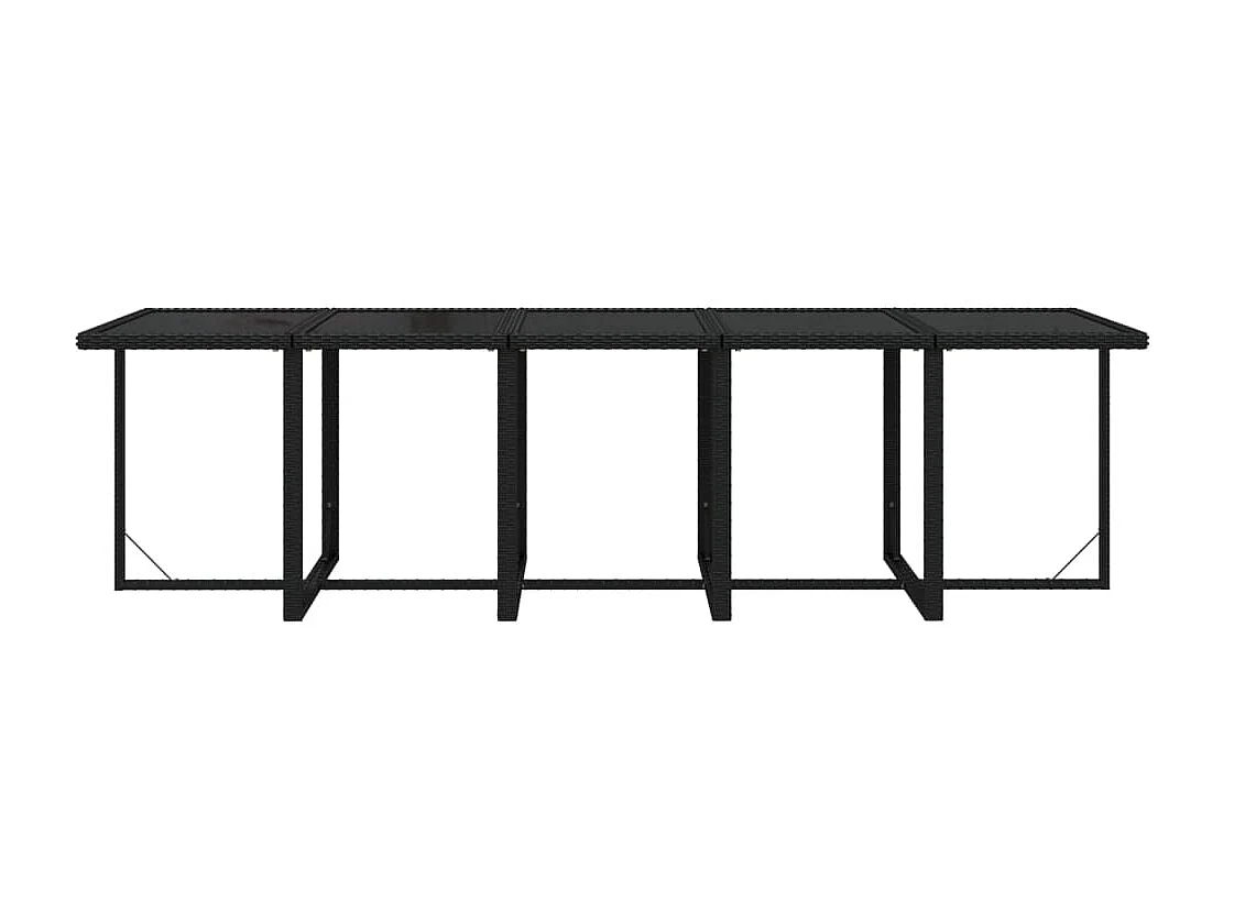 Ensemble à dîner de jardin coussins 11 pcs Résine tressée Noir