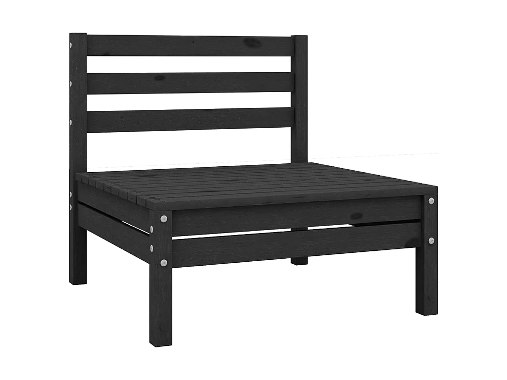 Salon de jardin 3 pcs Bois de pin massif Noir