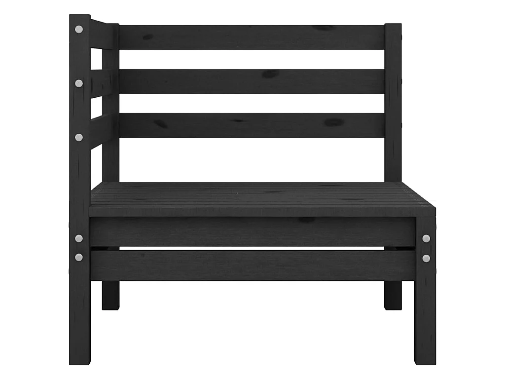 Salon de jardin 3 pcs Bois de pin massif Noir