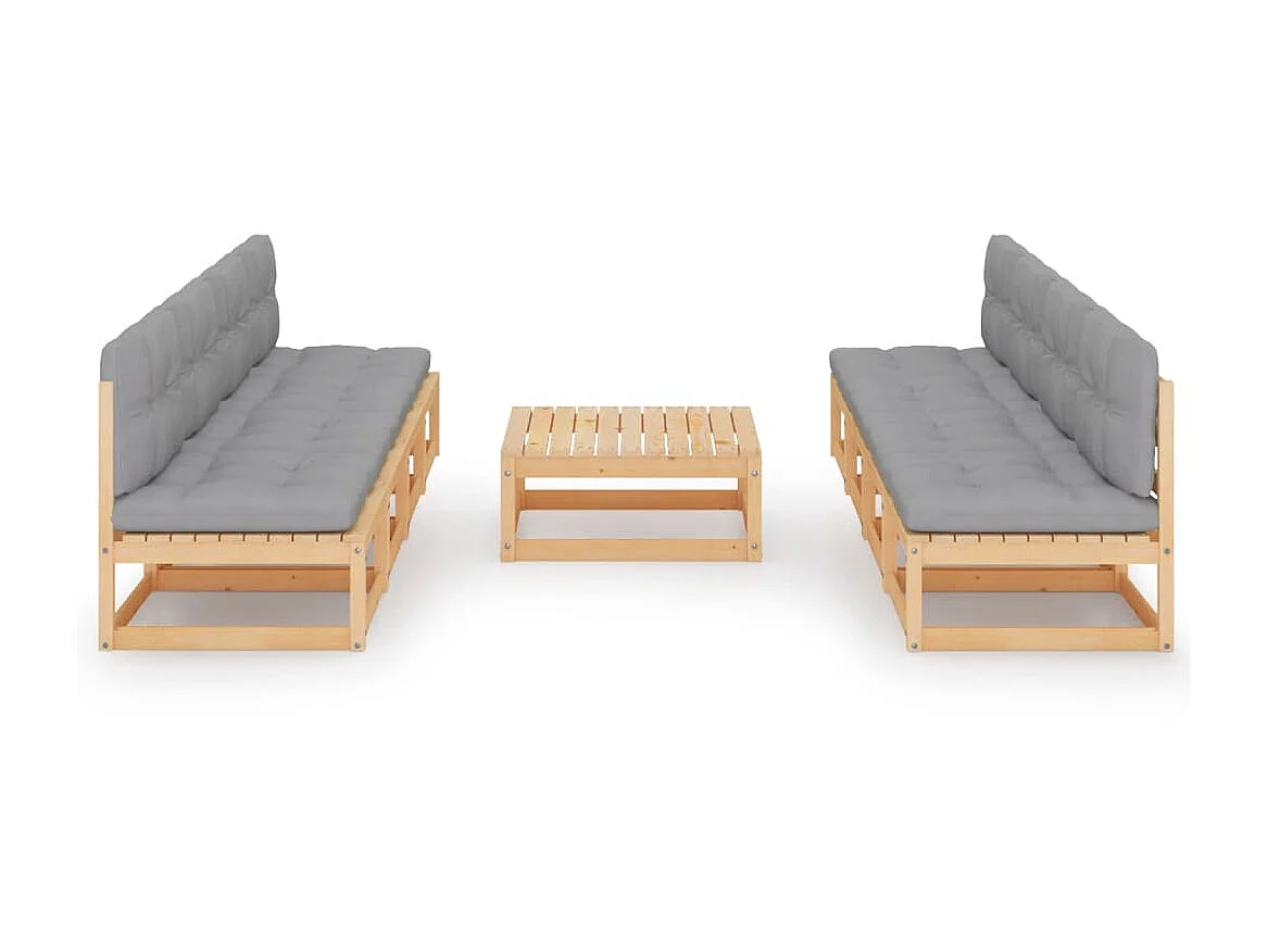 Salon de jardin 9 pcs avec coussins Bois de pin massif 69