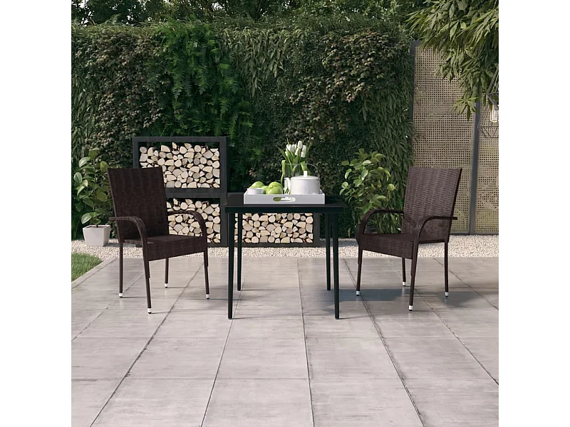 Ensemble de salle à manger de jardin 3 pcs Marron et noir
