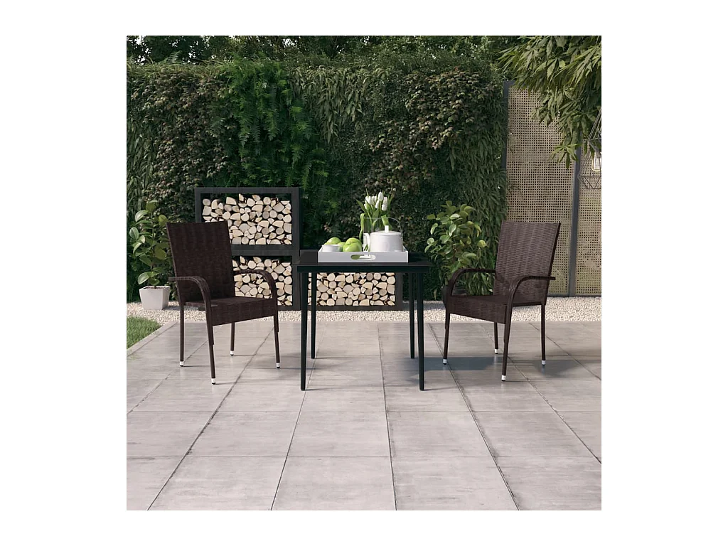 Ensemble de salle à manger de jardin 3 pcs Marron et noir