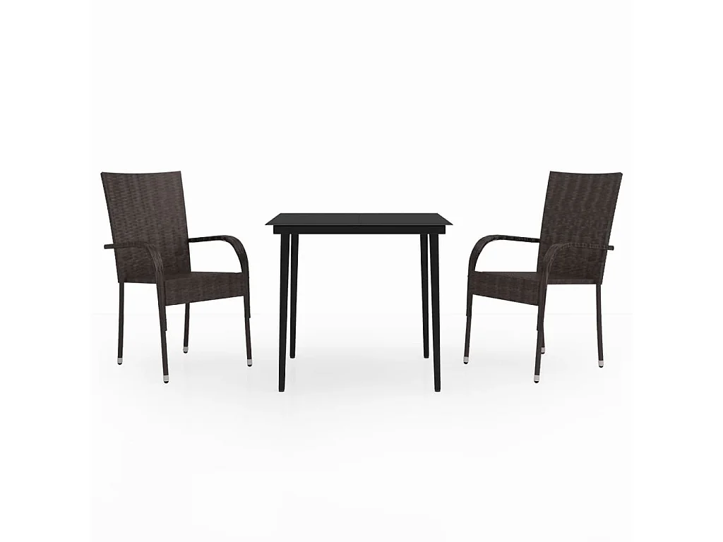 Ensemble de salle à manger de jardin 3 pcs Marron et noir
