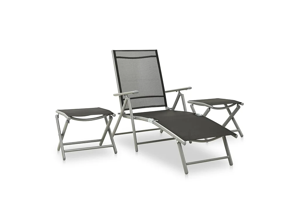 Salon de jardin 3 pcs Textilène et aluminium Argenté