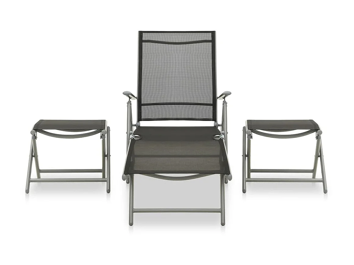 Salon de jardin 3 pcs Textilène et aluminium Argenté