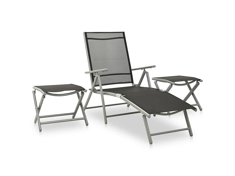 Salon de jardin 3 pcs Textilène et aluminium Argenté