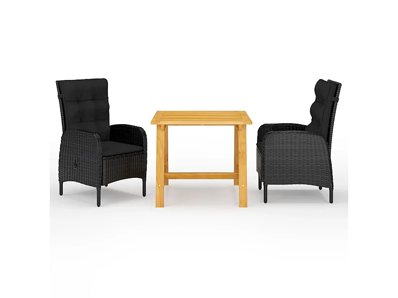 Ensemble de salle à manger de jardin 3 pcs Noir 14