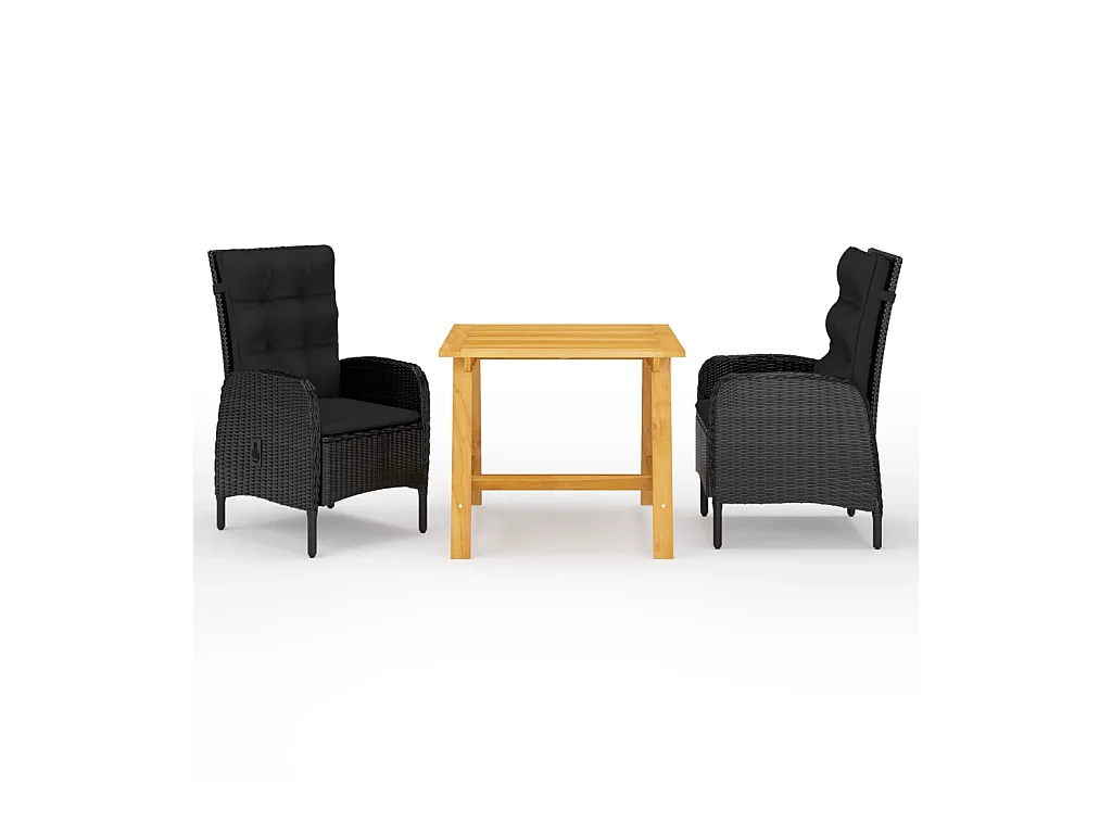 Ensemble de salle à manger de jardin 3 pcs Noir 14