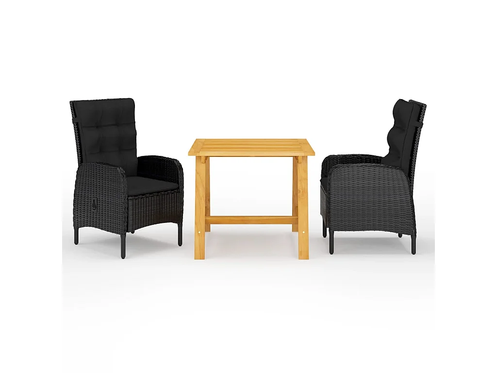 Ensemble de salle à manger de jardin 3 pcs Noir 14