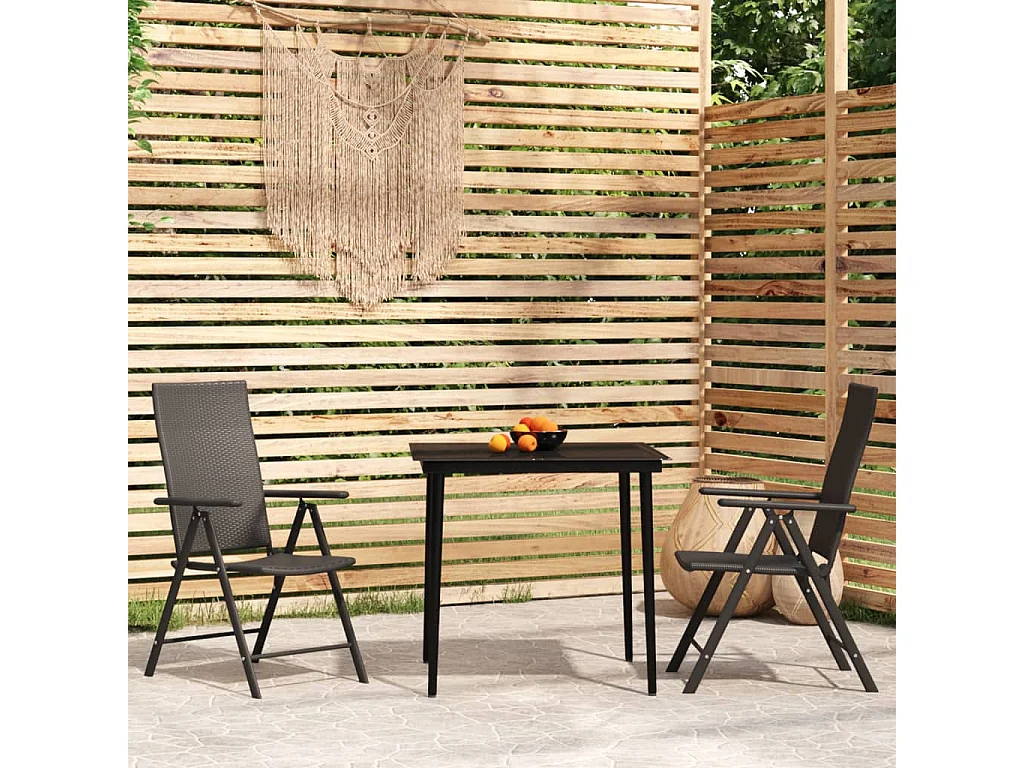 Ensemble de salle à manger de jardin 3 pcs Noir 7