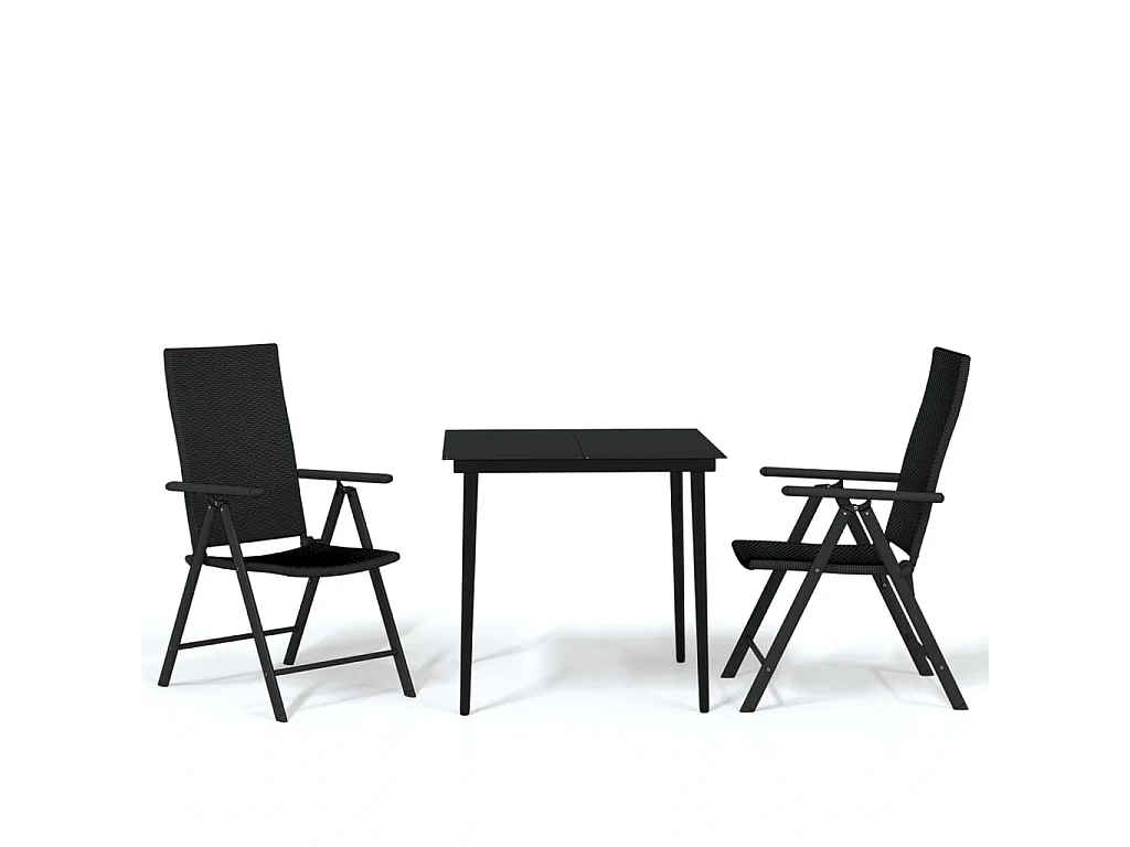 Ensemble de salle à manger de jardin 3 pcs Noir 7