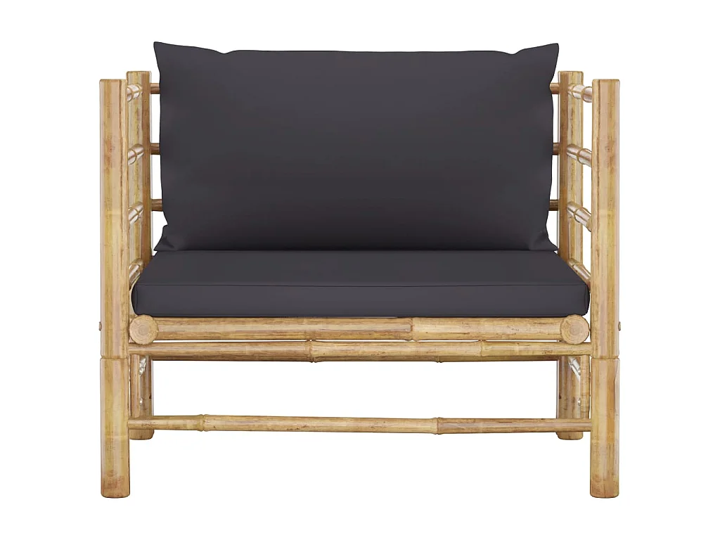 Salon de jardin 5 pcs avec coussins gris foncé Bambou 3