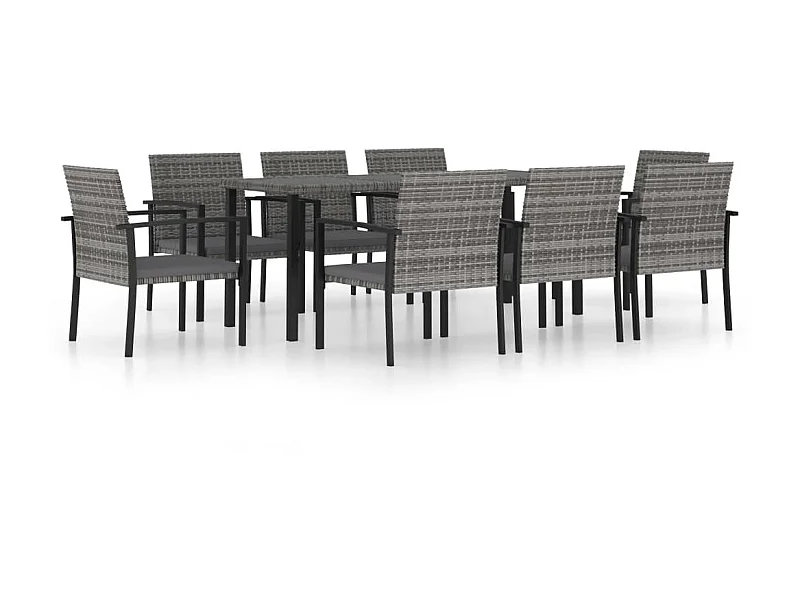 Ensemble de salle à manger de jardin 9 pcs Résine tressée Gris 2
