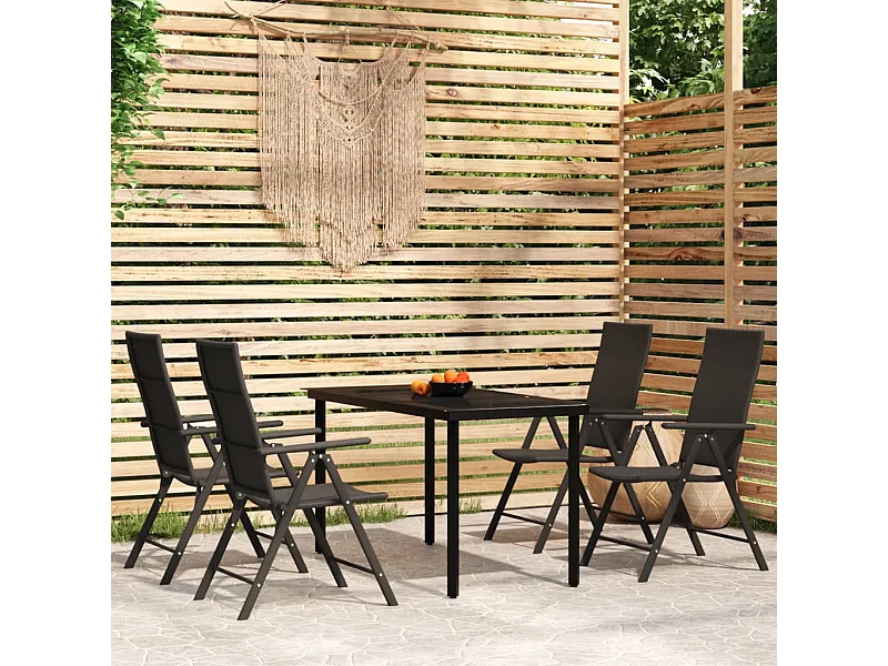 Ensemble de salle à manger de jardin 5 pcs Noir 41
