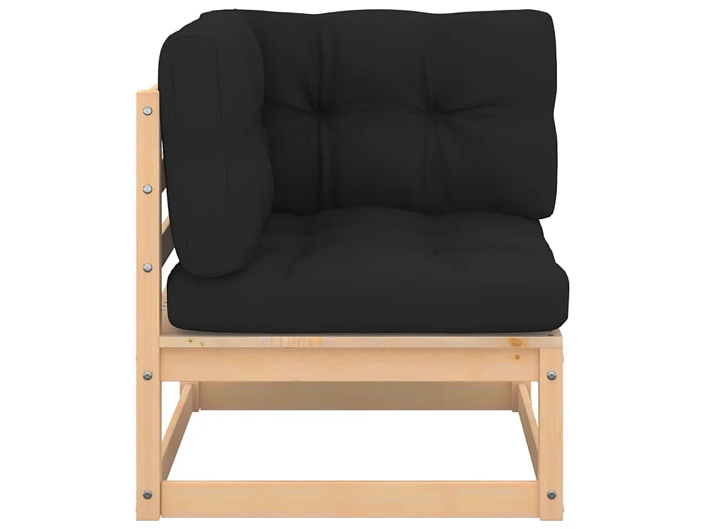 Salon de jardin 3 pcs avec coussins Bois de pin solide 4