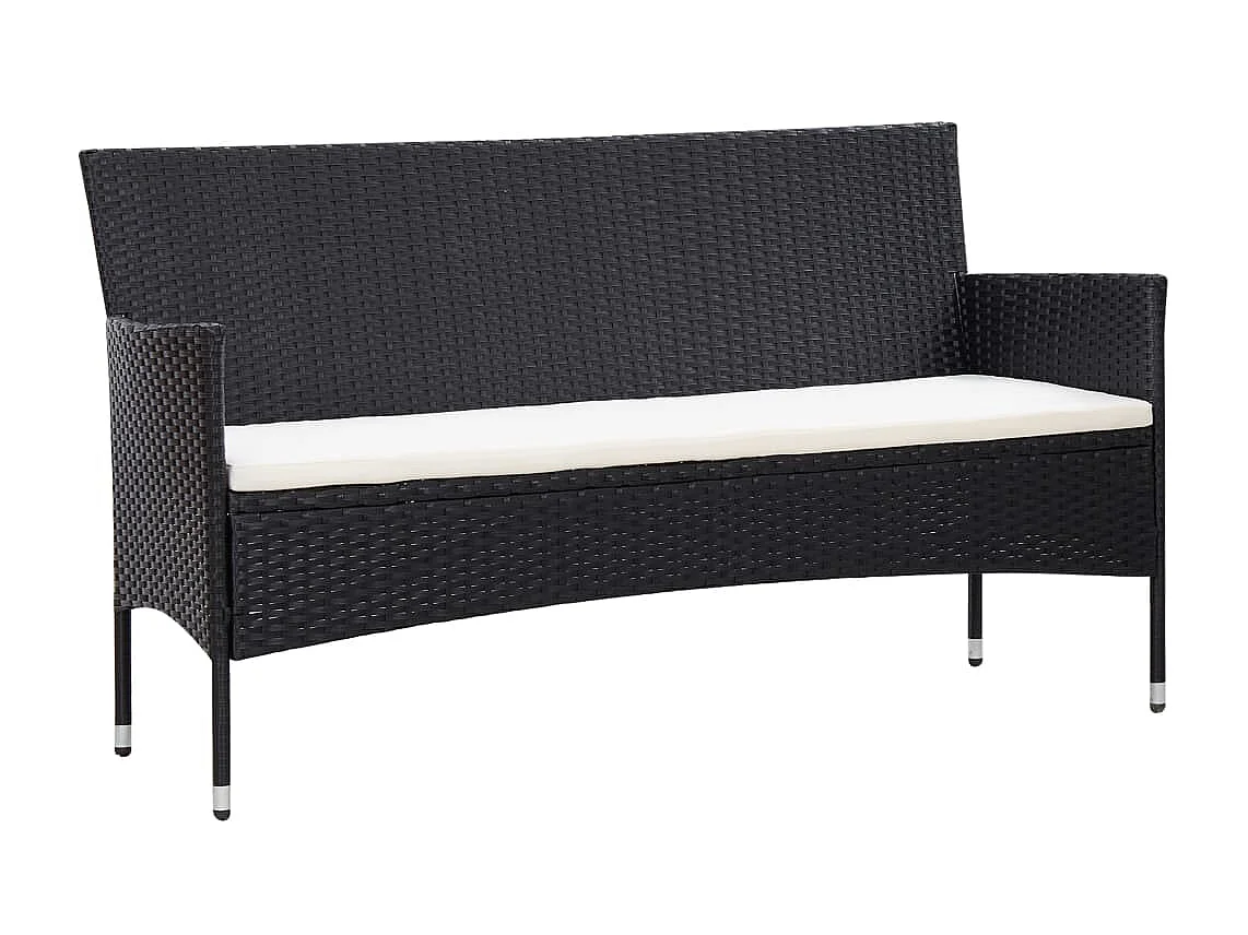 Salon de jardin 5 pcs avec coussins Résine tressée Noir 47