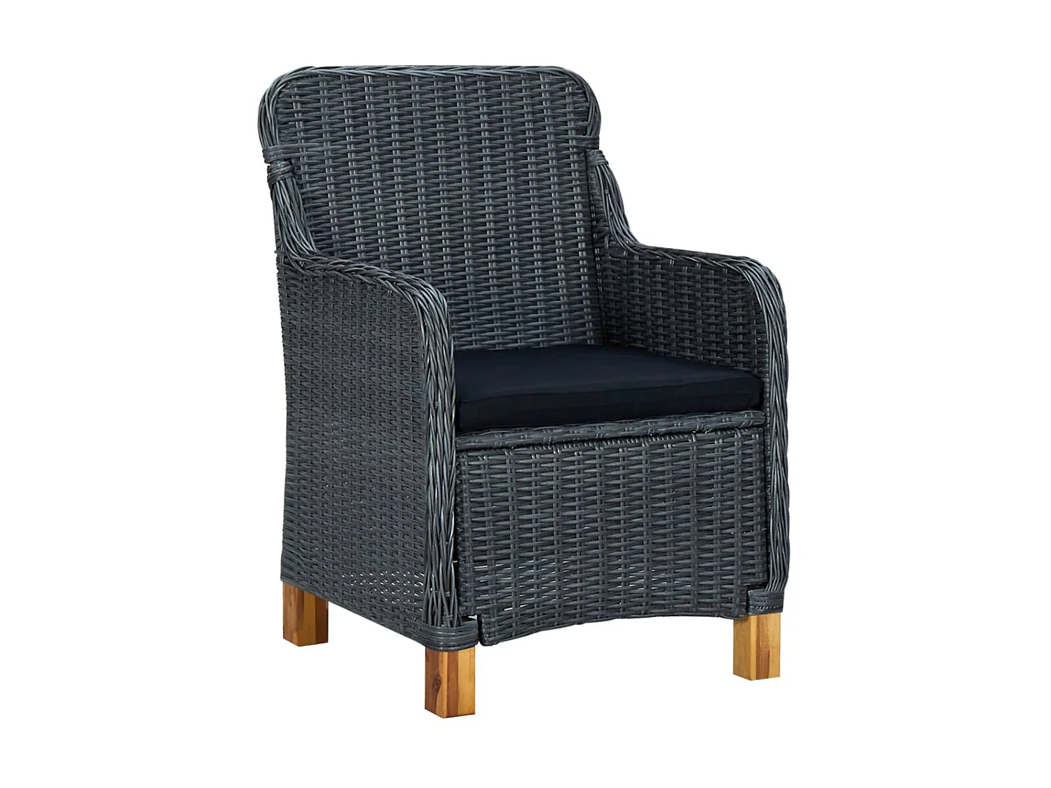 Salon de jardin 3 pcs avec coussins Résine tressée Gris foncé 3