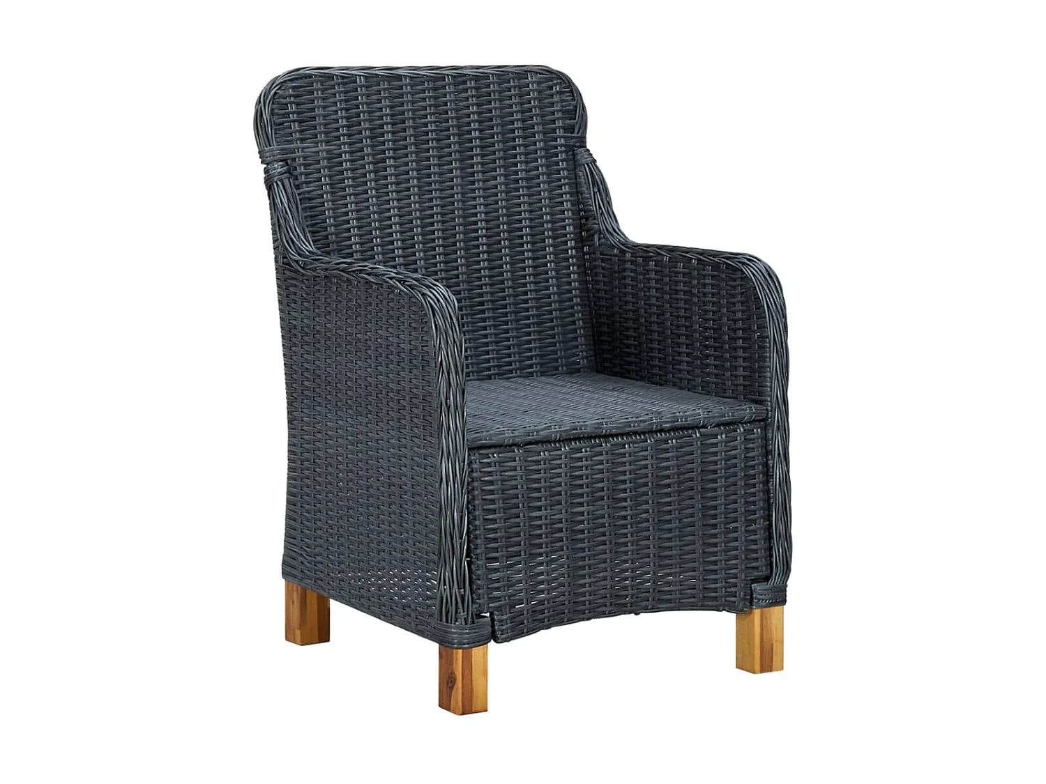 Salon de jardin 3 pcs avec coussins Résine tressée Gris foncé 3