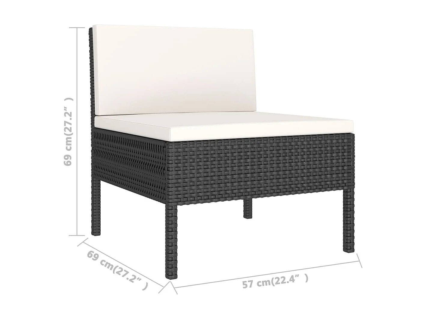 Salon de jardin 6 pcs avec coussins Résine tressée Noir 42