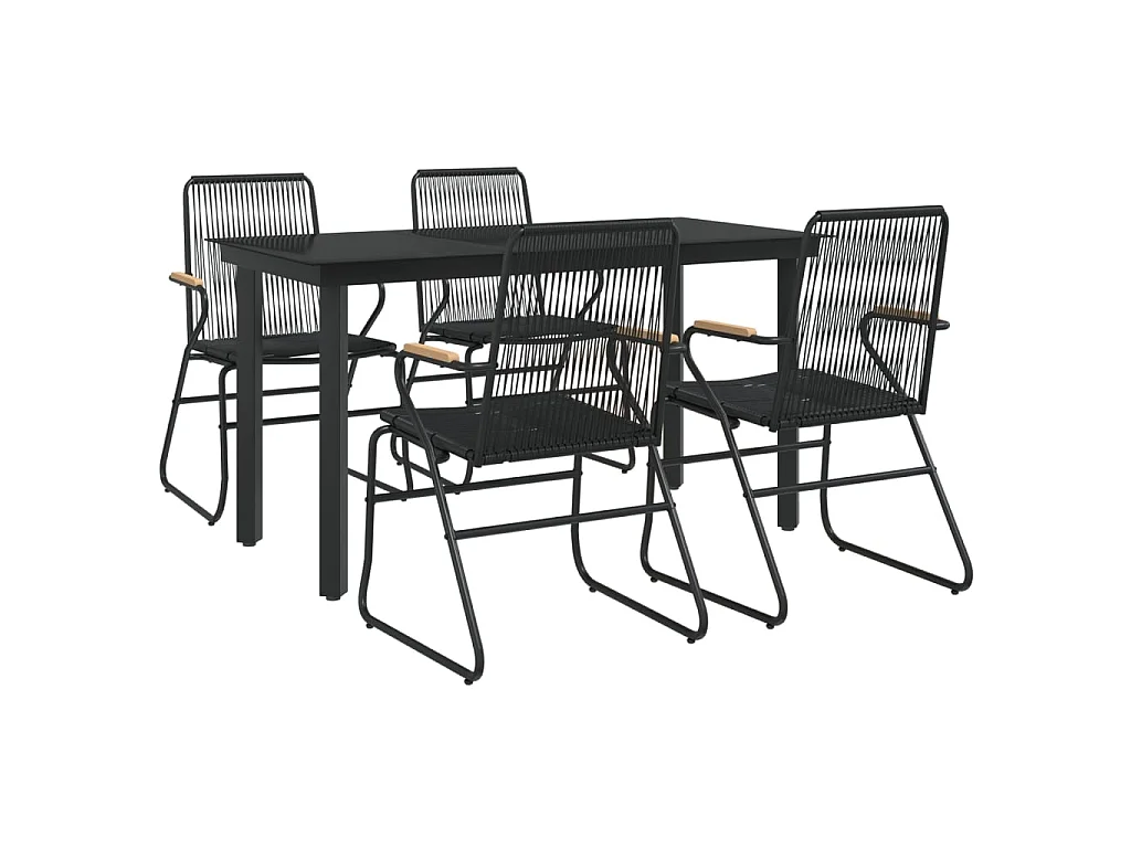 Mobilier à dîner de jardin 5 pcs Noir Rotin PVC