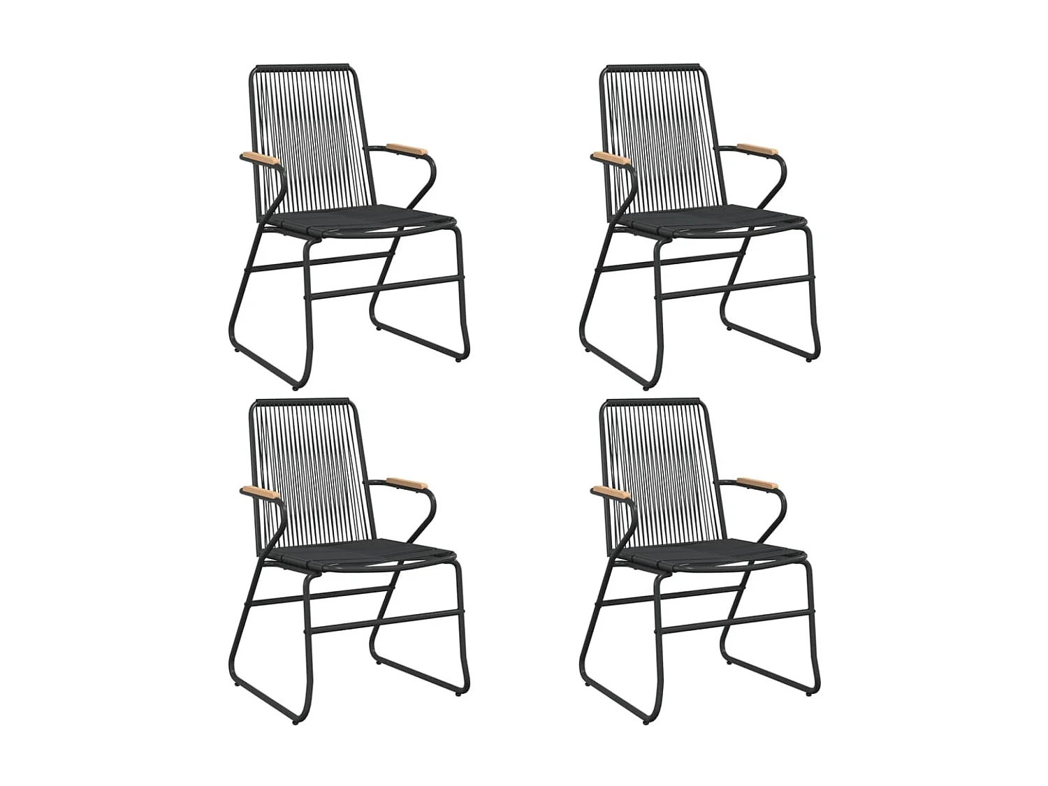 Mobilier à dîner de jardin 5 pcs Noir Rotin PVC