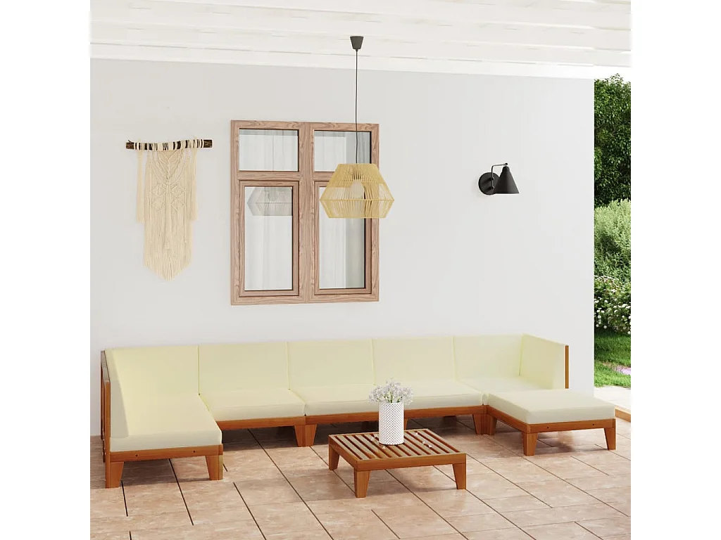Salon de jardin 8 pcs avec coussins Bois d'acacia solide 4