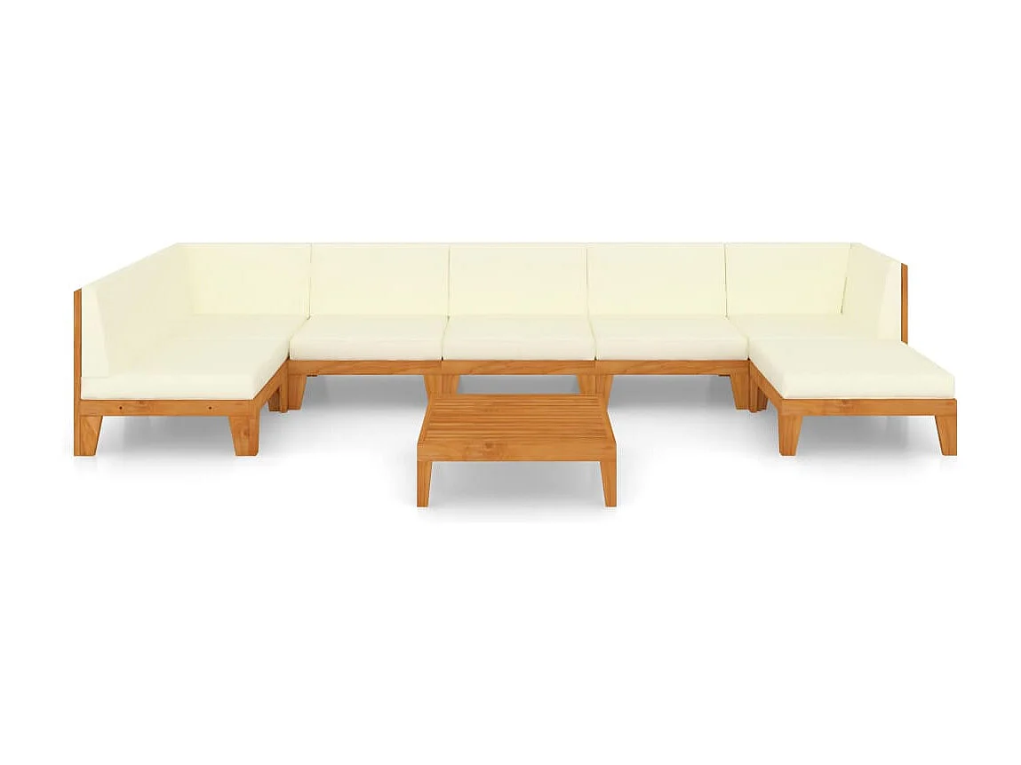Salon de jardin 8 pcs avec coussins Bois d'acacia solide 4