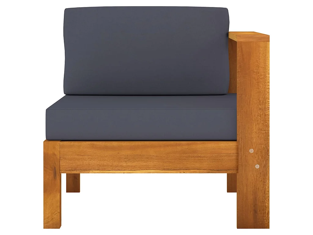 Canapé de jardin 4 places et coussins gris foncé Acacia massif