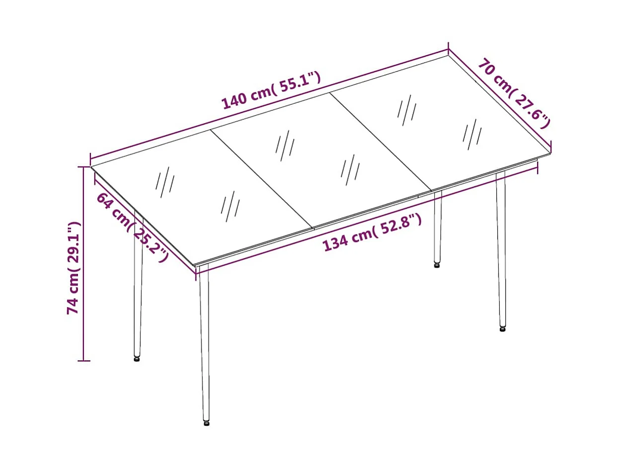Mobilier à dîner de jardin coussins 7 pcs Résine tressée Verre