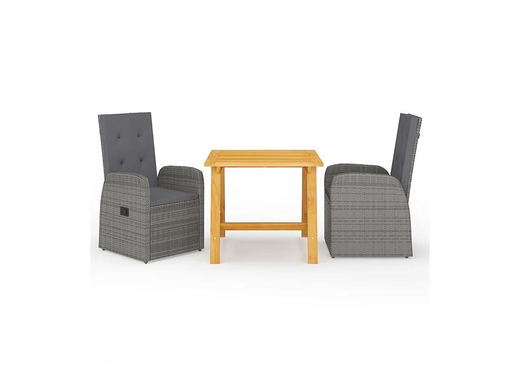 Ensemble de salle à manger de jardin 3 pcs Gris 21