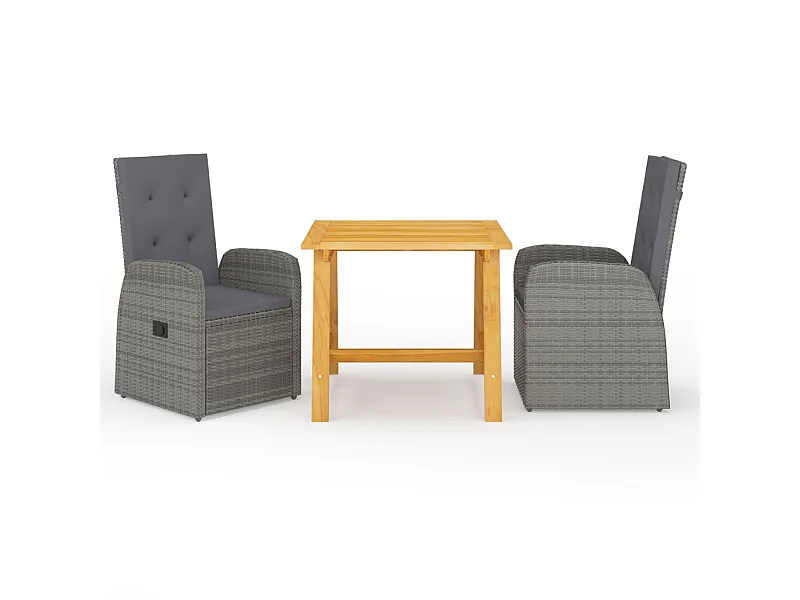 Ensemble de salle à manger de jardin 3 pcs Gris 21