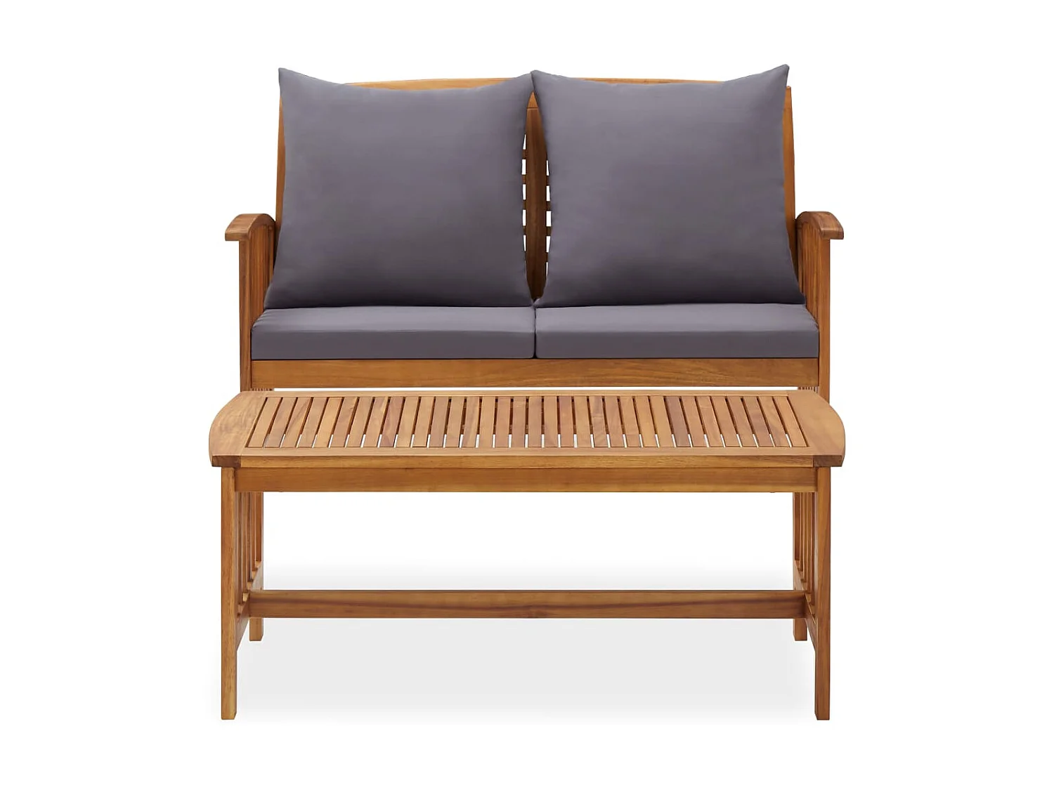 Salon de jardin 2 pcs avec coussins Bois d'acacia solide 2