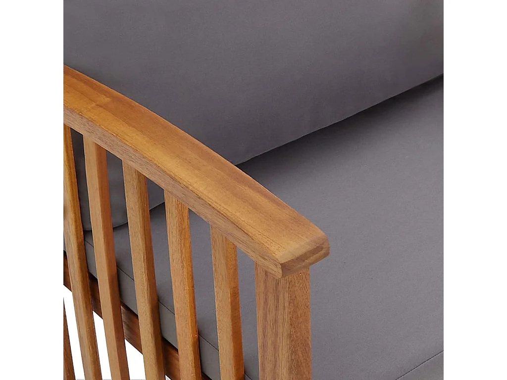 Salon de jardin 2 pcs avec coussins Bois d'acacia solide 2