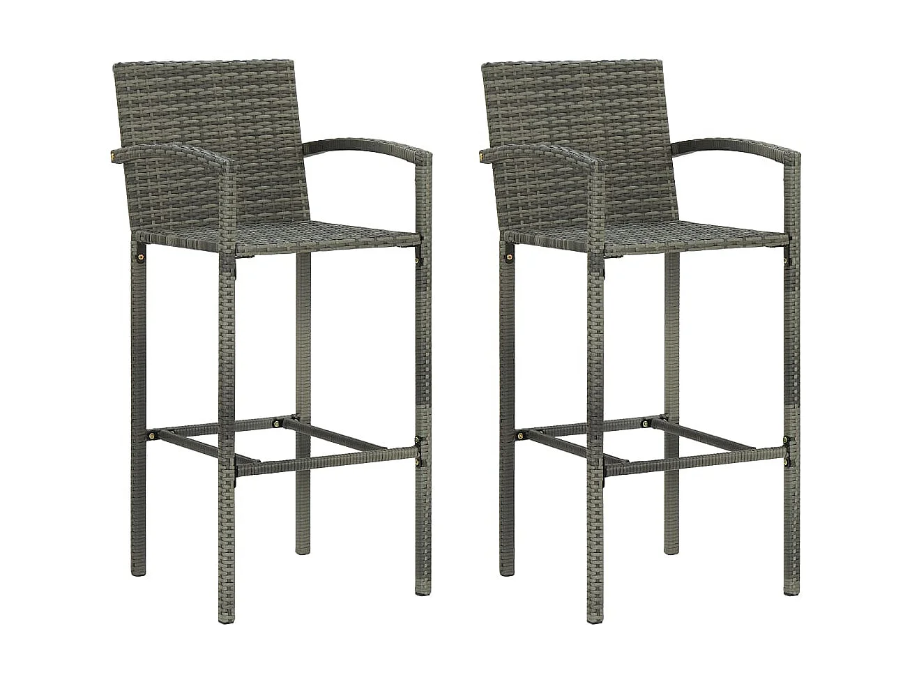 Jeu de bar de jardin 3 pcs avec accoudoirs Résine tressée Gris