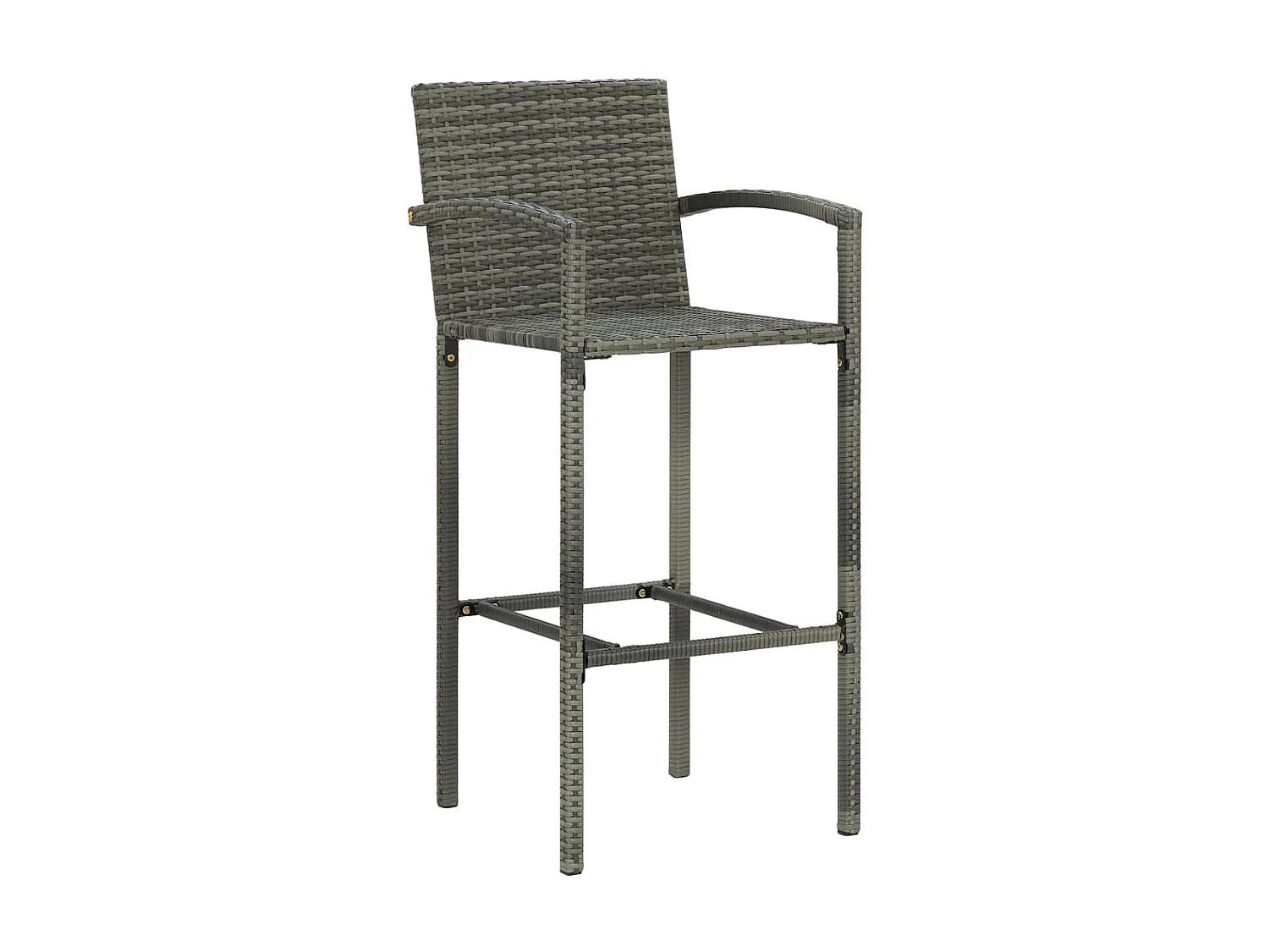 Jeu de bar de jardin 3 pcs avec accoudoirs Résine tressée Gris