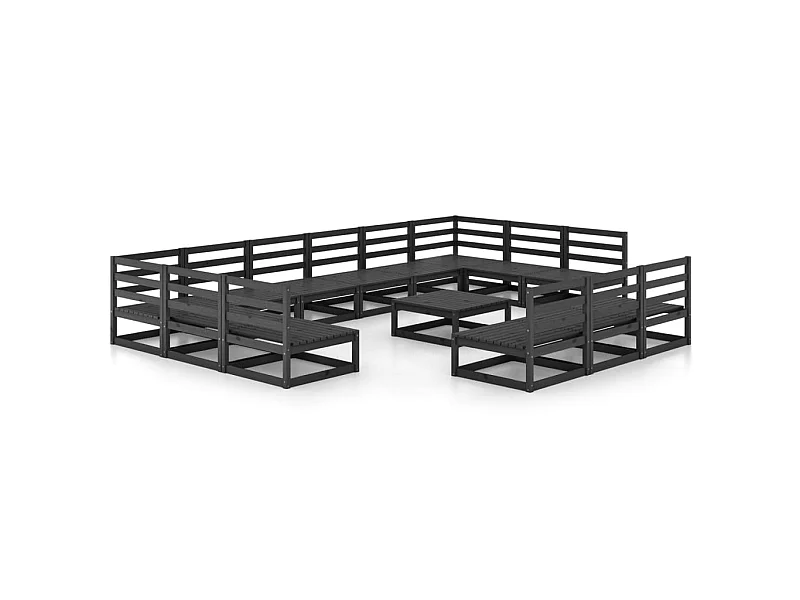 Salon de jardin 14 pcs Bois de pin massif 13