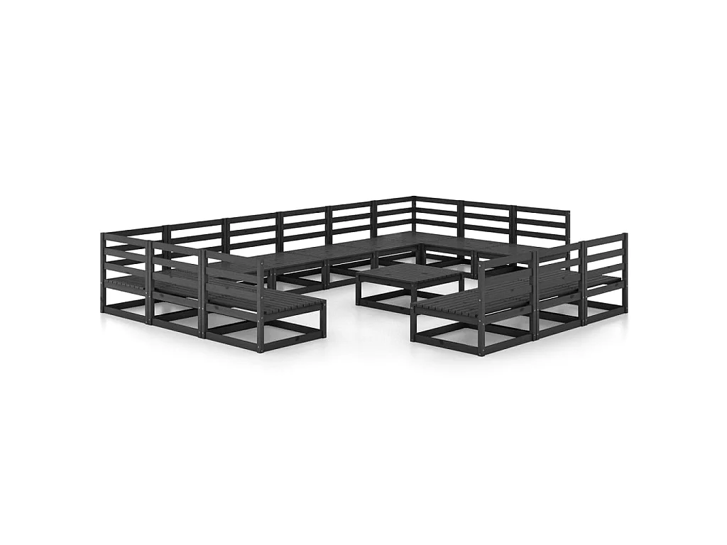 Salon de jardin 14 pcs Bois de pin massif 13
