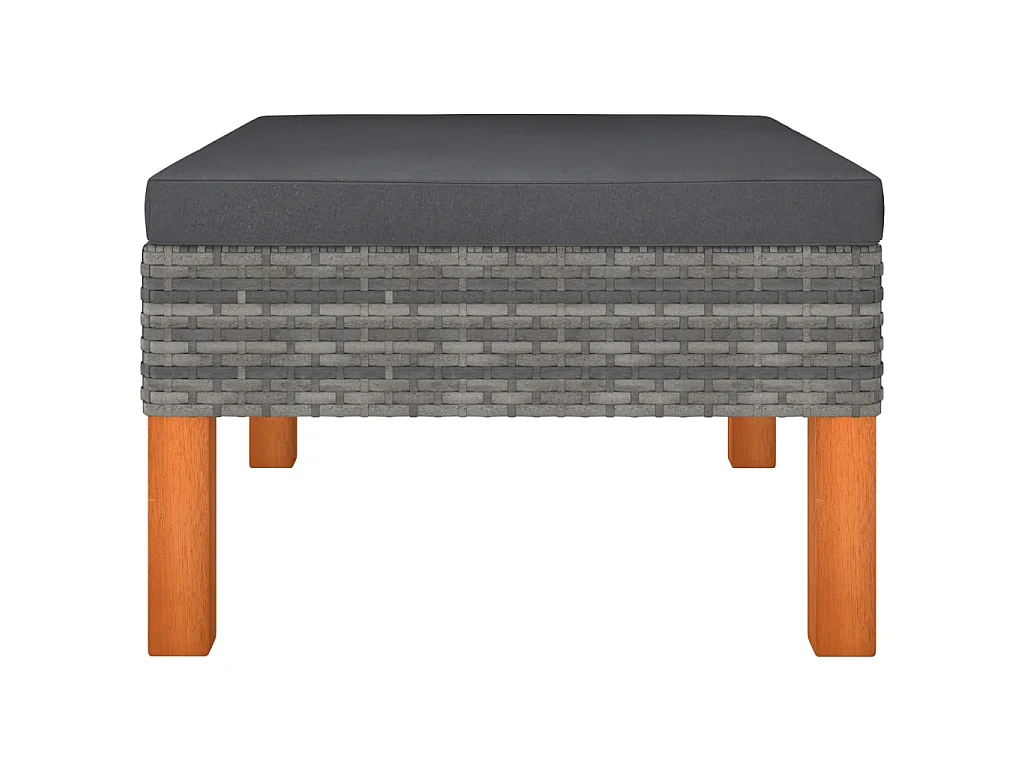 Salon de jardin 9 pcs Résine tressée et bois d'eucalyptus Gris