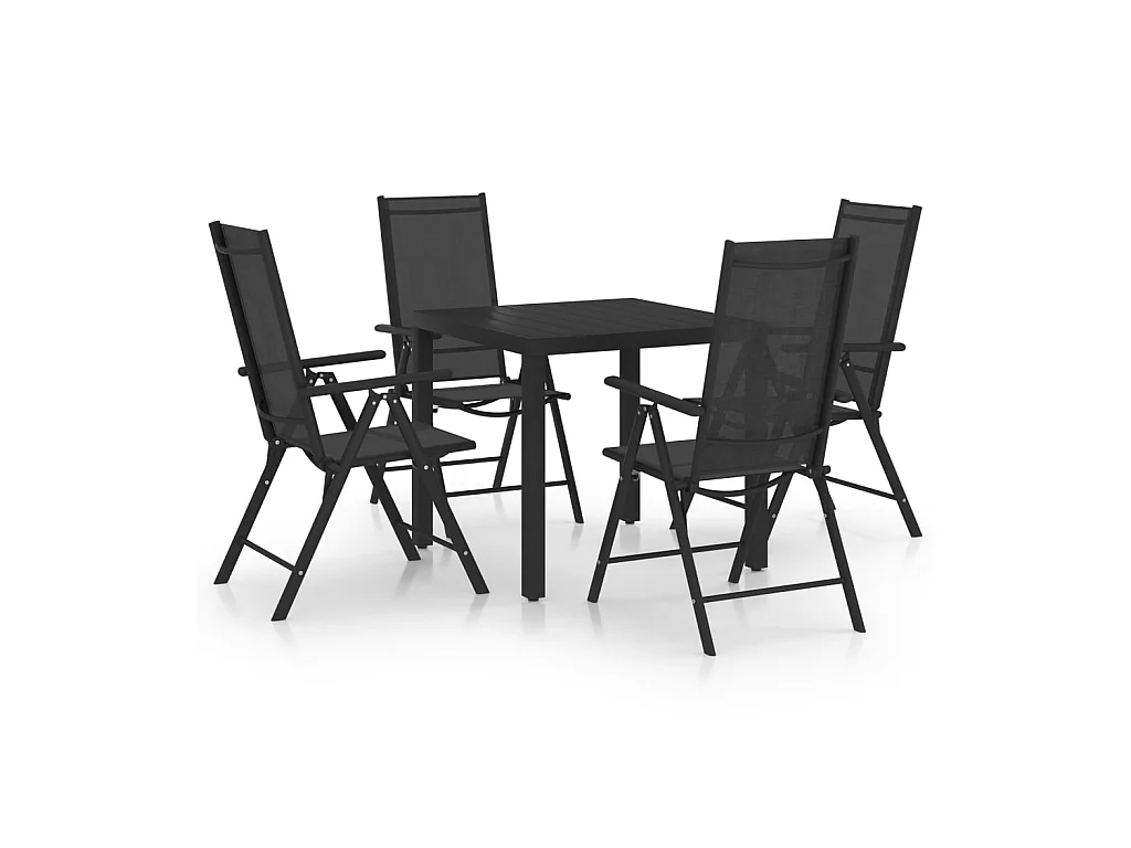 Ensemble de salle à manger de jardin 5 pcs Aluminium Noir 4