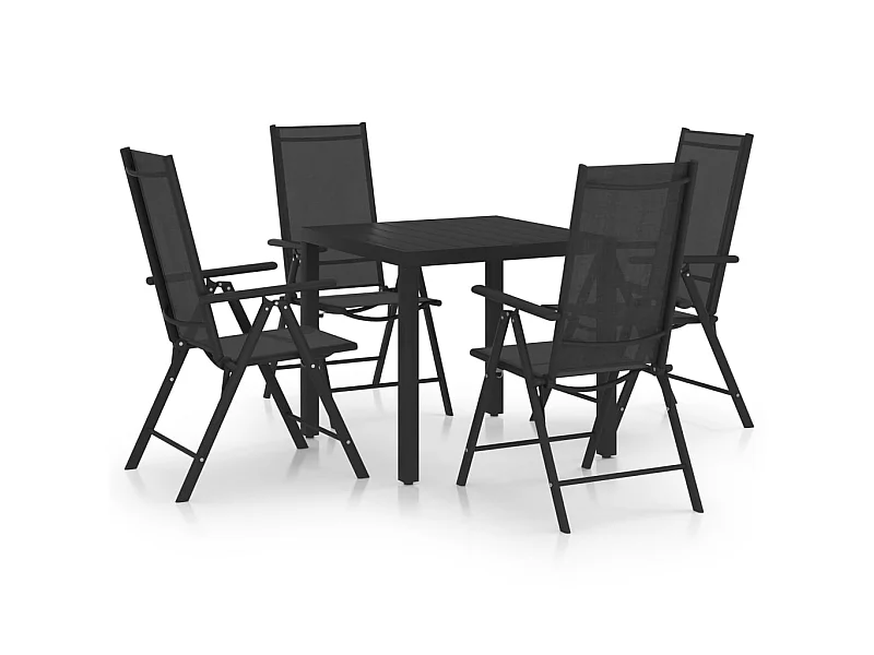 Ensemble de salle à manger de jardin 5 pcs Aluminium Noir 4