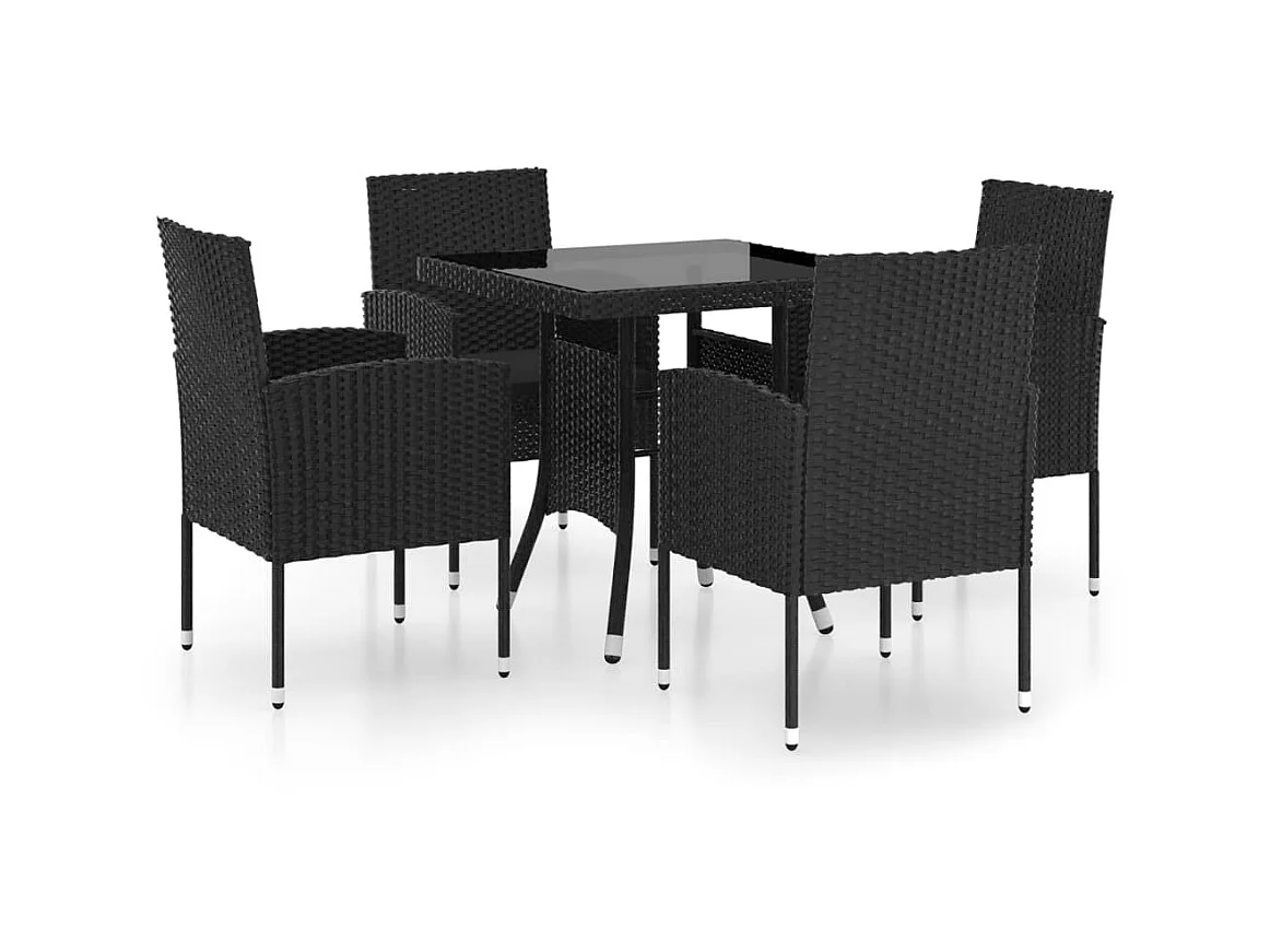 Ensemble à dîner de jardin 5 pcs Résine tressée Noir 5