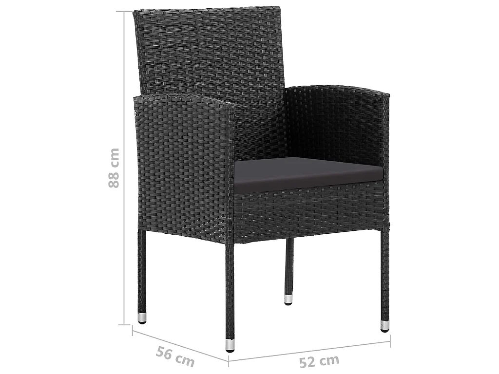 Ensemble à dîner de jardin 5 pcs Résine tressée Noir 5